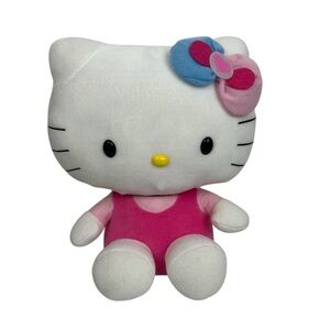 Hello Kitty by Sanrio Sitting Plush White Pink Black Yellow Blue Bow